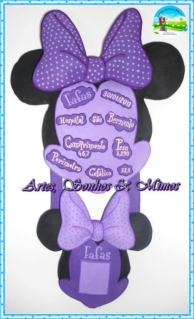 Quadro Nascimento Minnie Lilás
